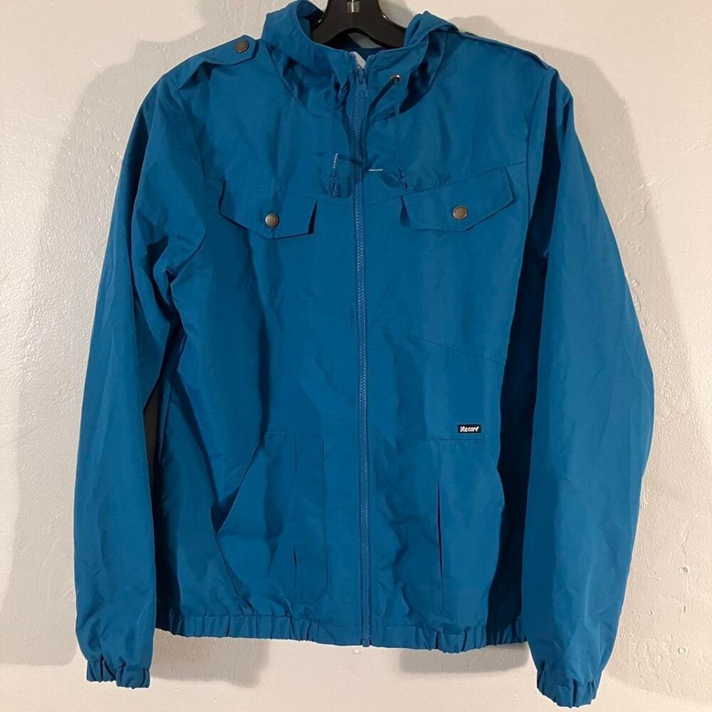 Volcom Jacket Softshell Hooded Mesh Lined Full Zip Teal Blue Youth XL